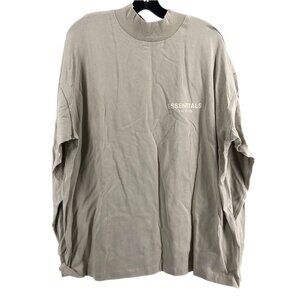 Essential Fear Of God Tan Collared Long Sleeve Tee | Size M